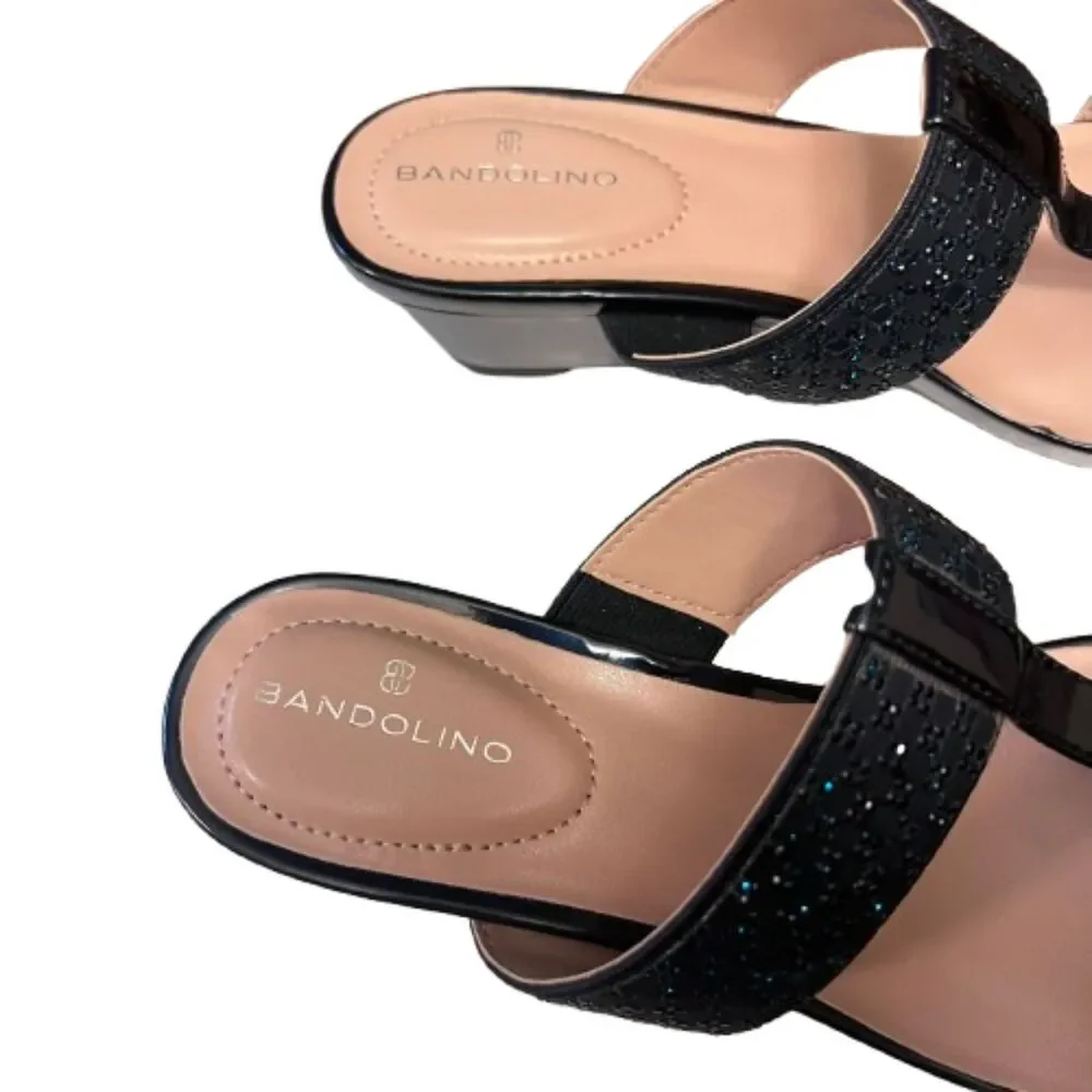 Bandolino NWOB Women's Lluvit Crystal-Encrusted Wedge Heeled Sandals Size 7.5M - Picture 6 of 7